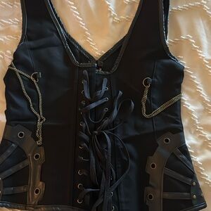 Black Lace-Up Corset Top steampunk style